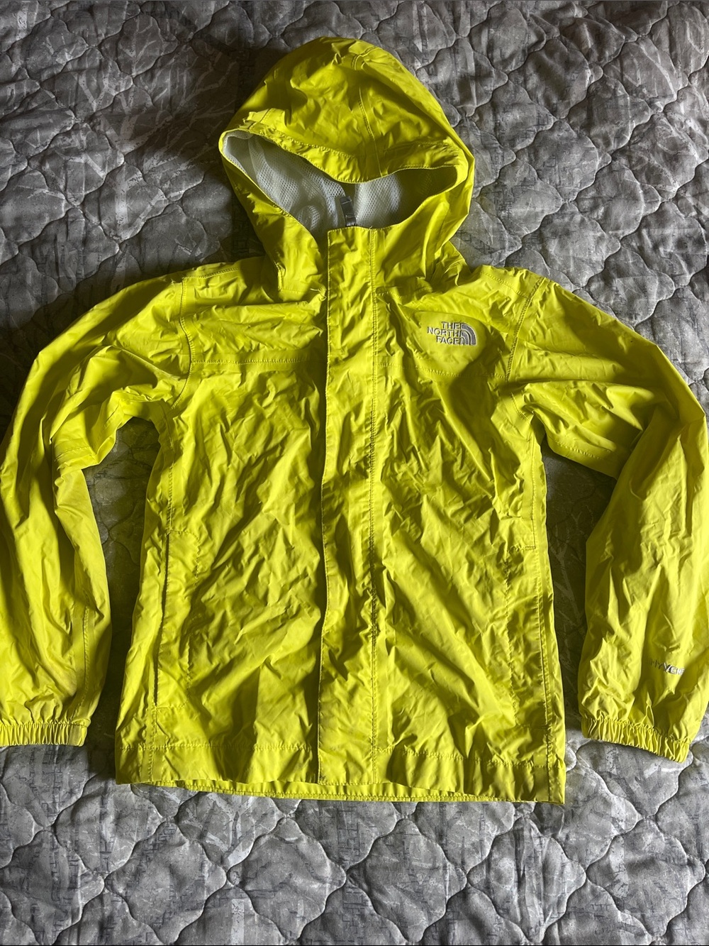 The North Face Neon Yellow Kids Hooded Raincoat